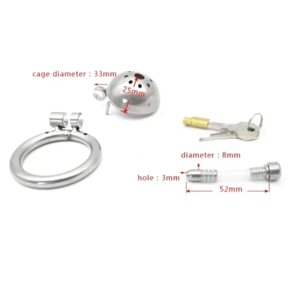 Male Chastity Cage With Stealth Lock Device 304 Steel Cock Rings Horse Eye Urethral Catheter Dilator Penis Plug Urethra Catheter – Image 4