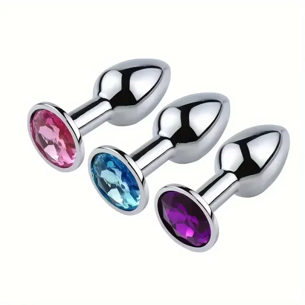 1PC Luxury Metal Butt Toys Heart Shaped Anal Trainer Jewel Butt Plug Kit SM Adult Gay Anal Plugs – Image 4