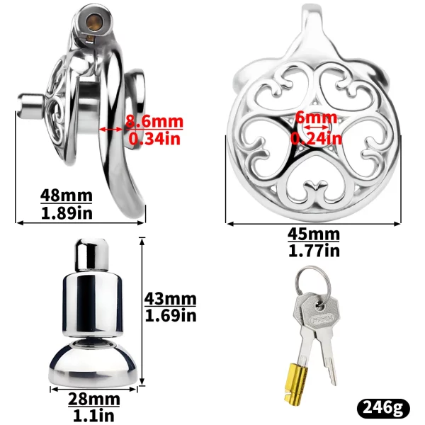 Stainless Steel Hollow Male Chastity Cage Multiple Accessory Combinations Penis Lock Cock Ring Sex Toys for Men Chastity Belt – Image 5